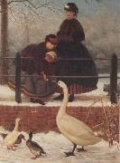 George Leslie Frozen Out oil painting artist